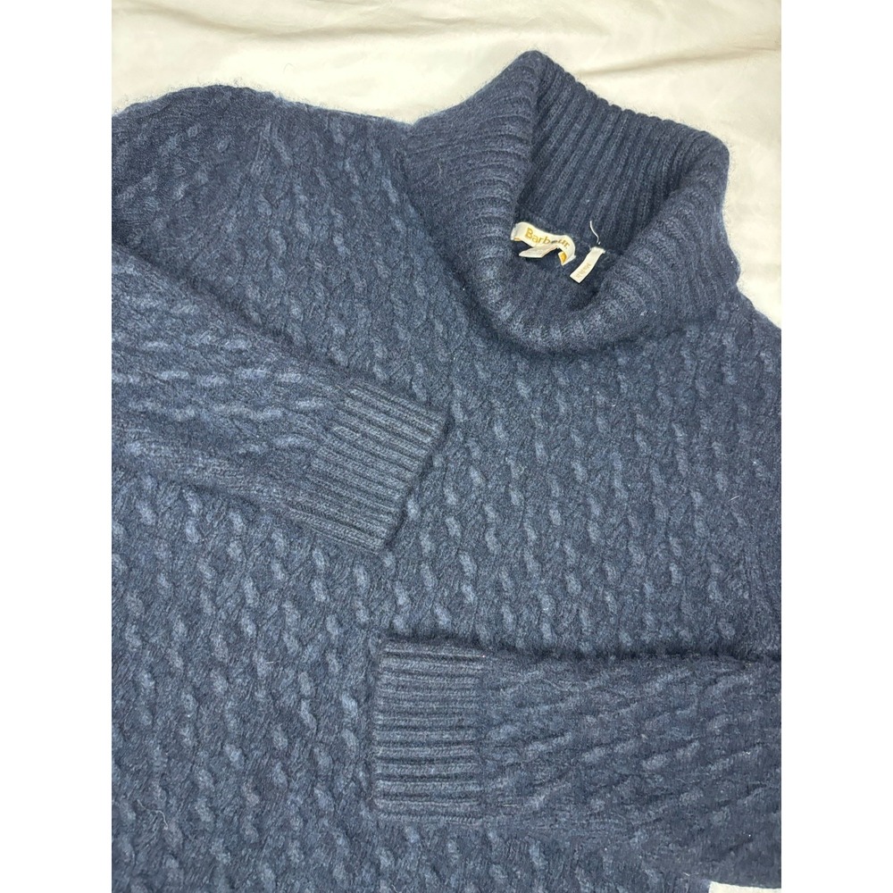 Barbour Navy Blue Women's Burne Knit Sweater Roll Neck Knit Sweater Wool Size 10